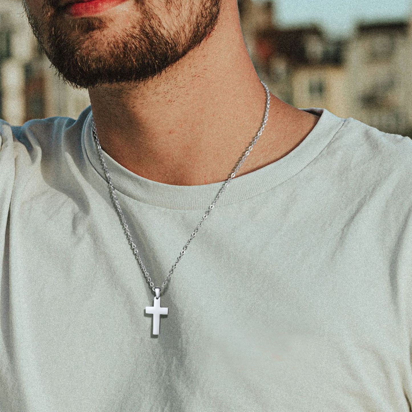 Stainless Steel Cross Pendant with Chain