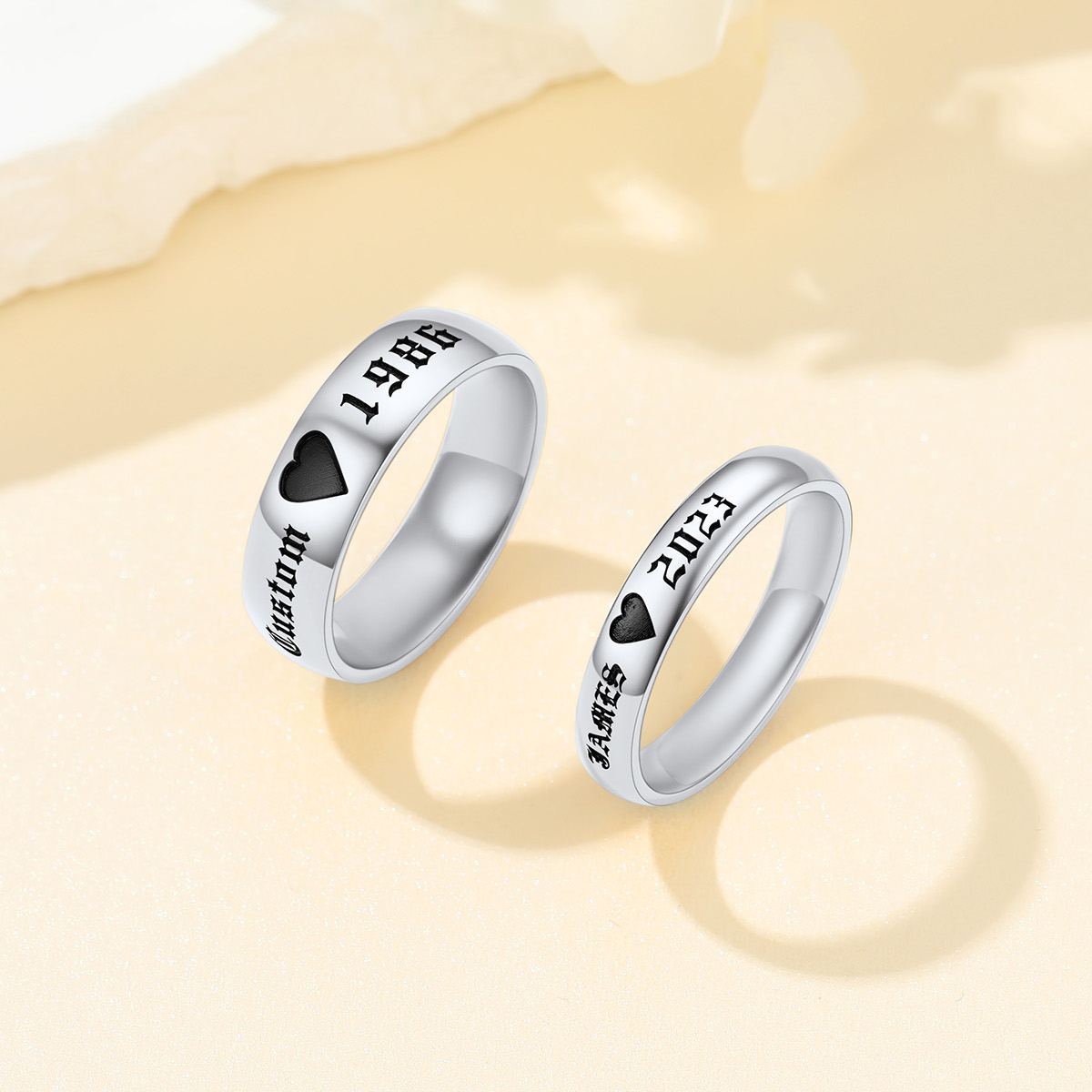 Polished Couple Ring Set