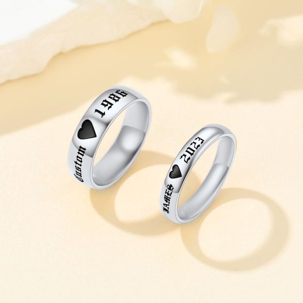 Polished Couple Ring Set