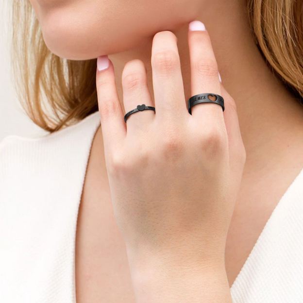Cool Black Matching Rings