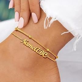 Stainless Steel Name Layered Anklets