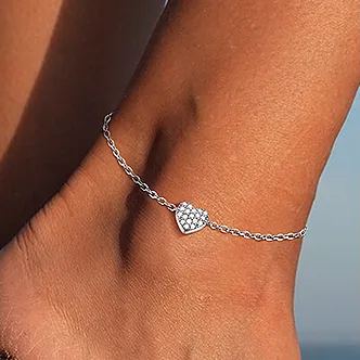 Full Cubic Zircon heart anklet