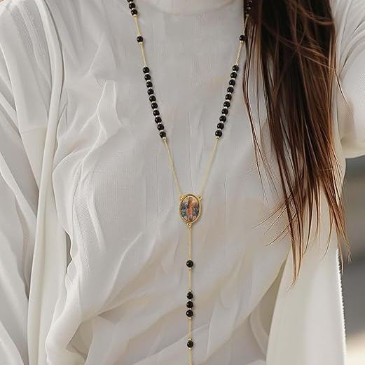 Women's Glass Pearl Rosary Necklace