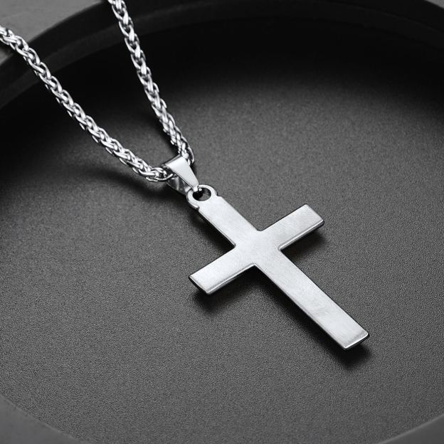 Stainless Steel Cross Necklace - Men’s Christian necklace