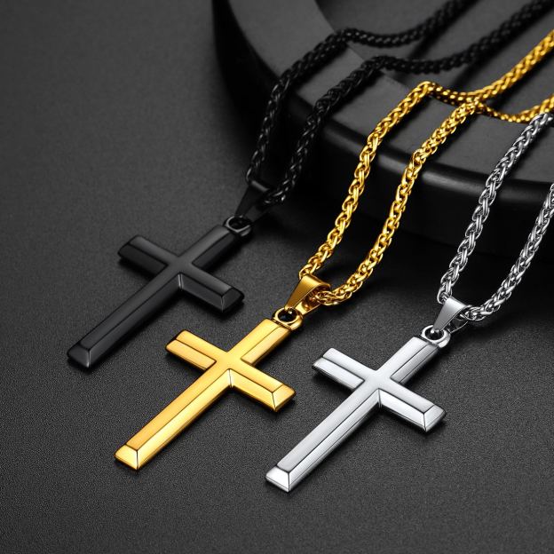 Men’s classic stainless steel cross necklace