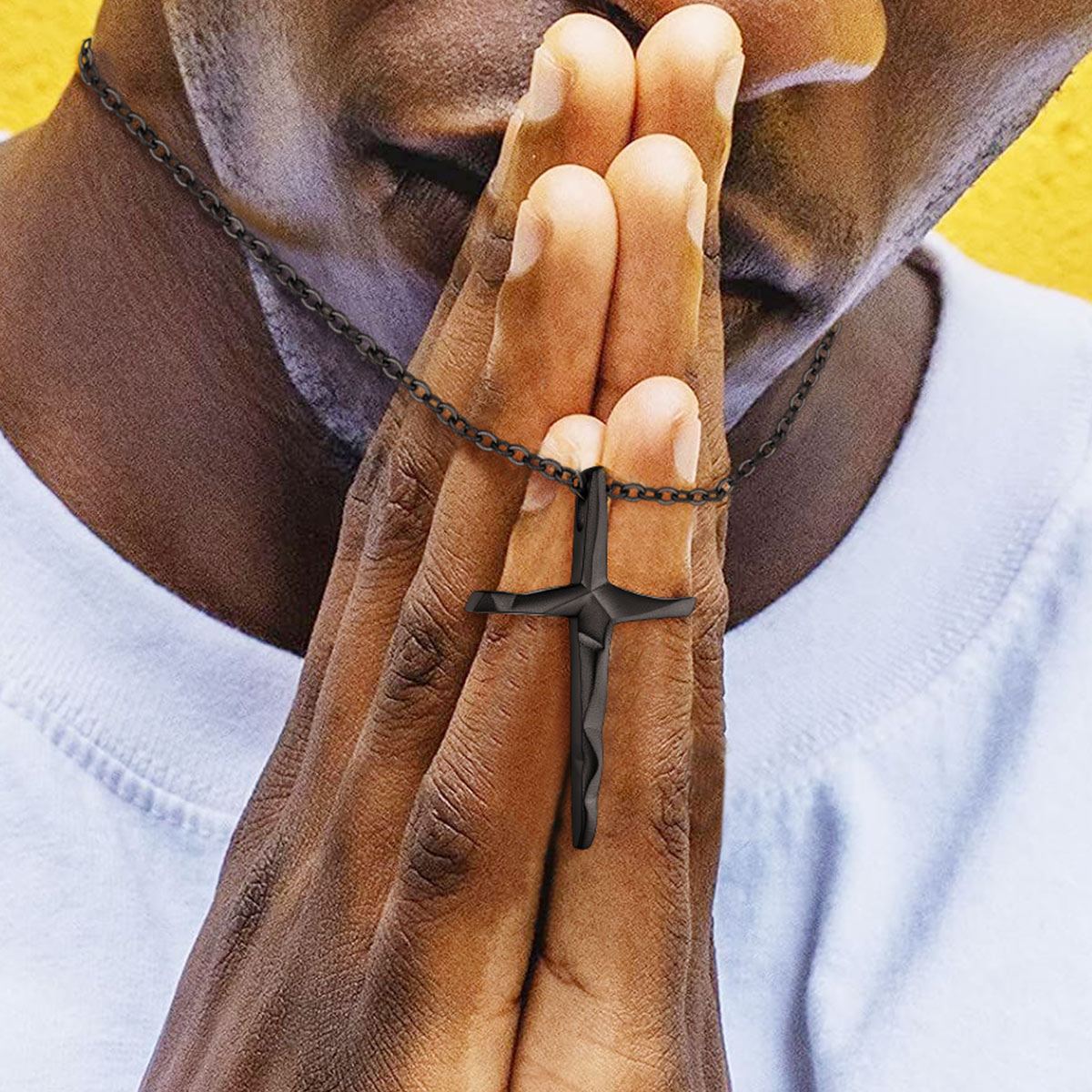 20" Black Cross Necklace