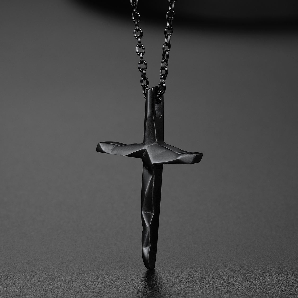20" Black Cross Necklace