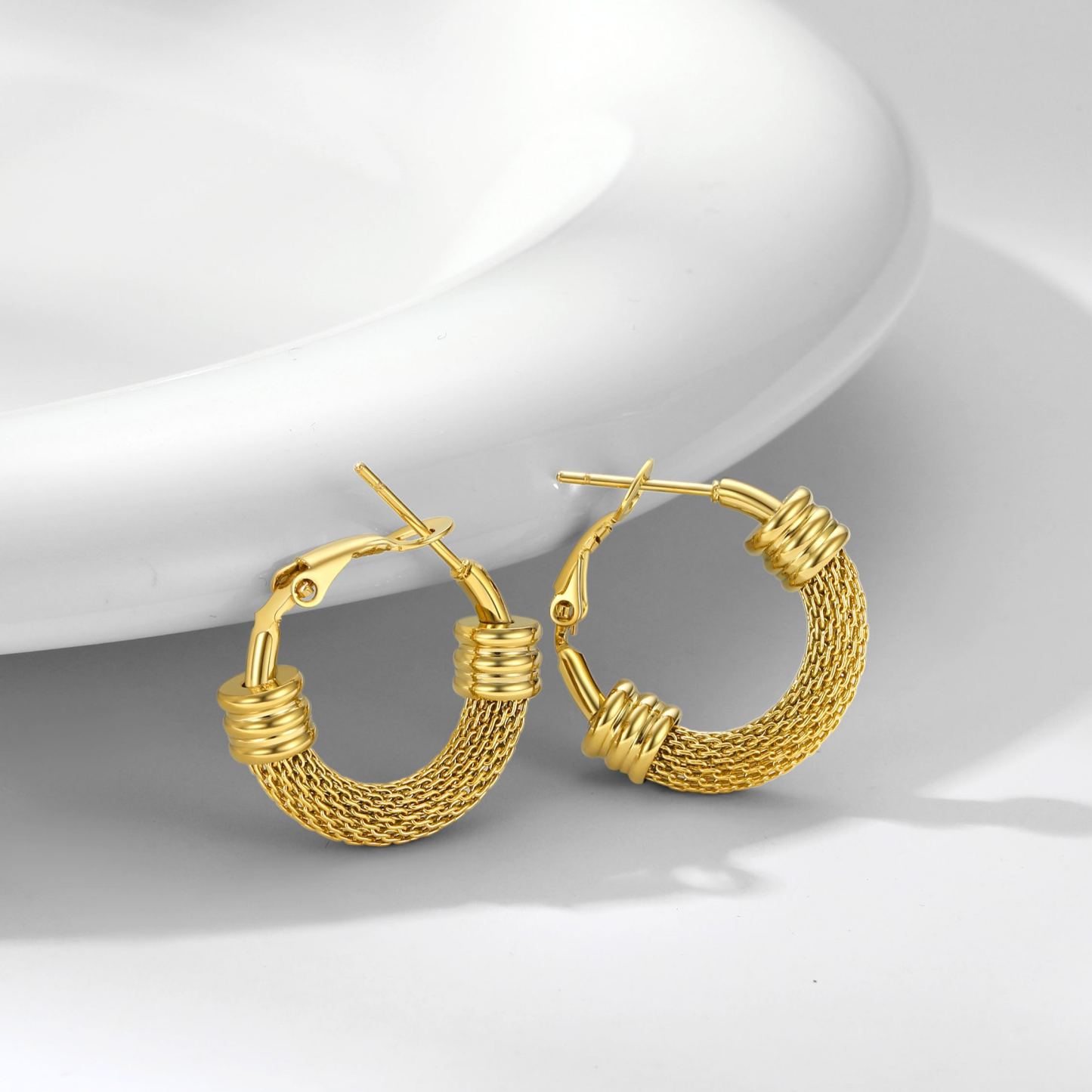 Woven Mesh Hoop Earrings