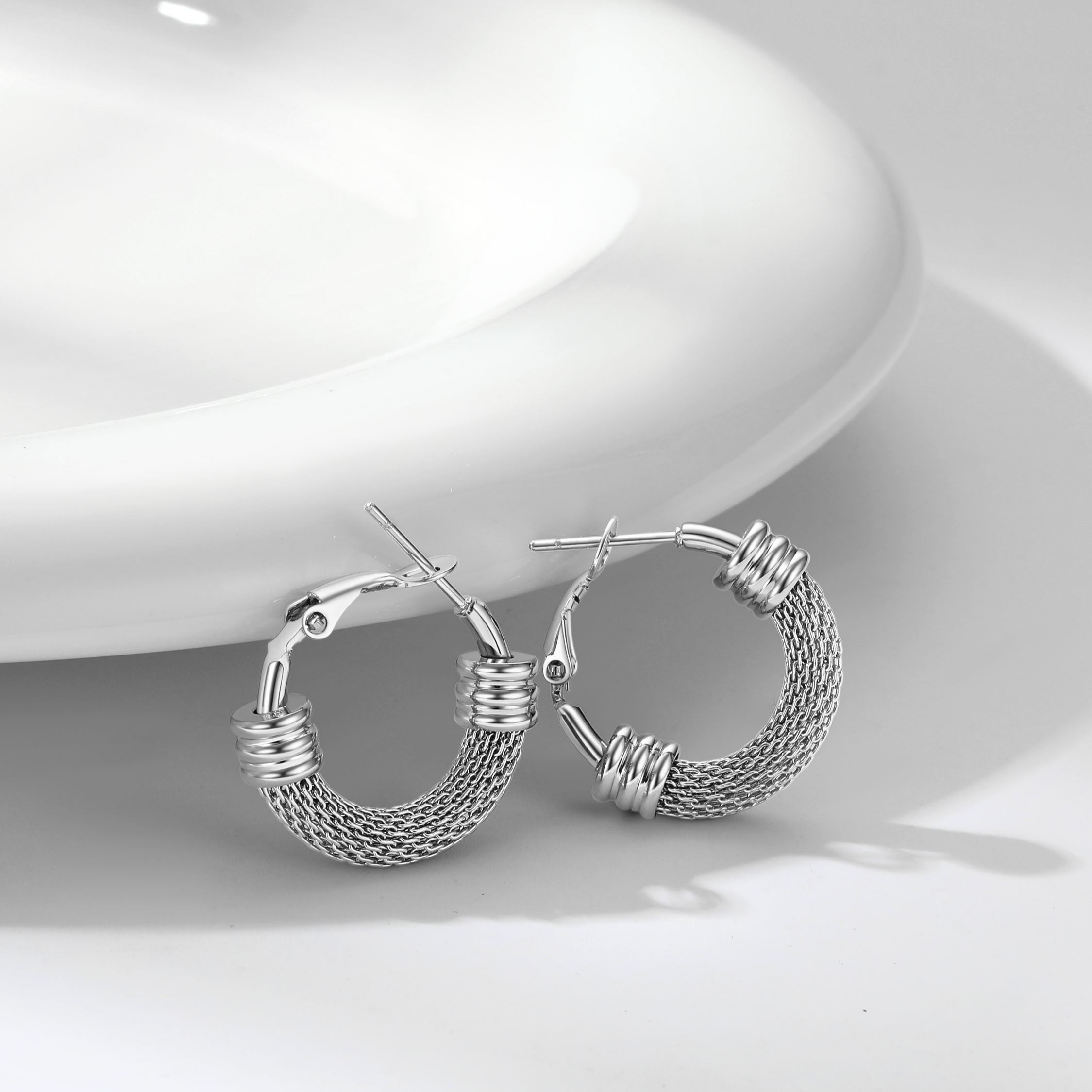 Woven Mesh Hoop Earrings