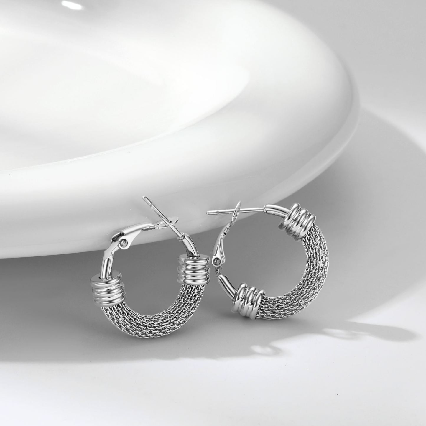 Woven Mesh Hoop Earrings
