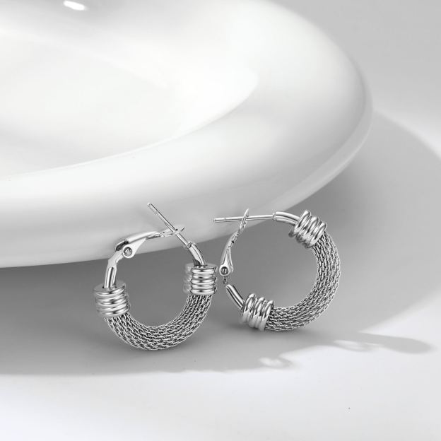 Woven Mesh Hoop Earrings