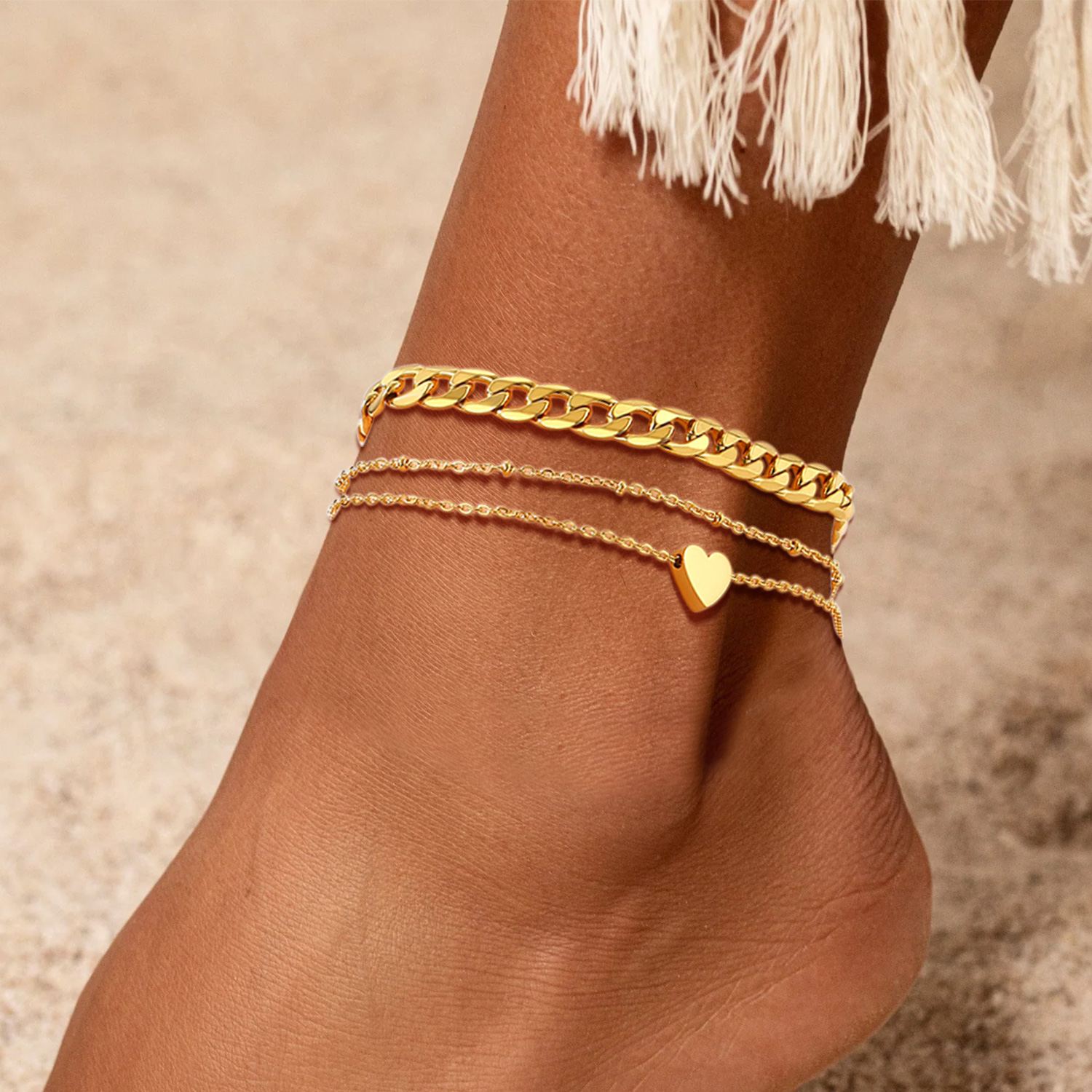 Cuban Link Gold Planted Anklets 