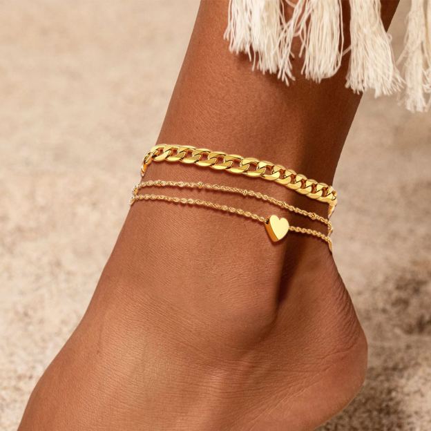 Cuban Link Gold Planted Anklets 