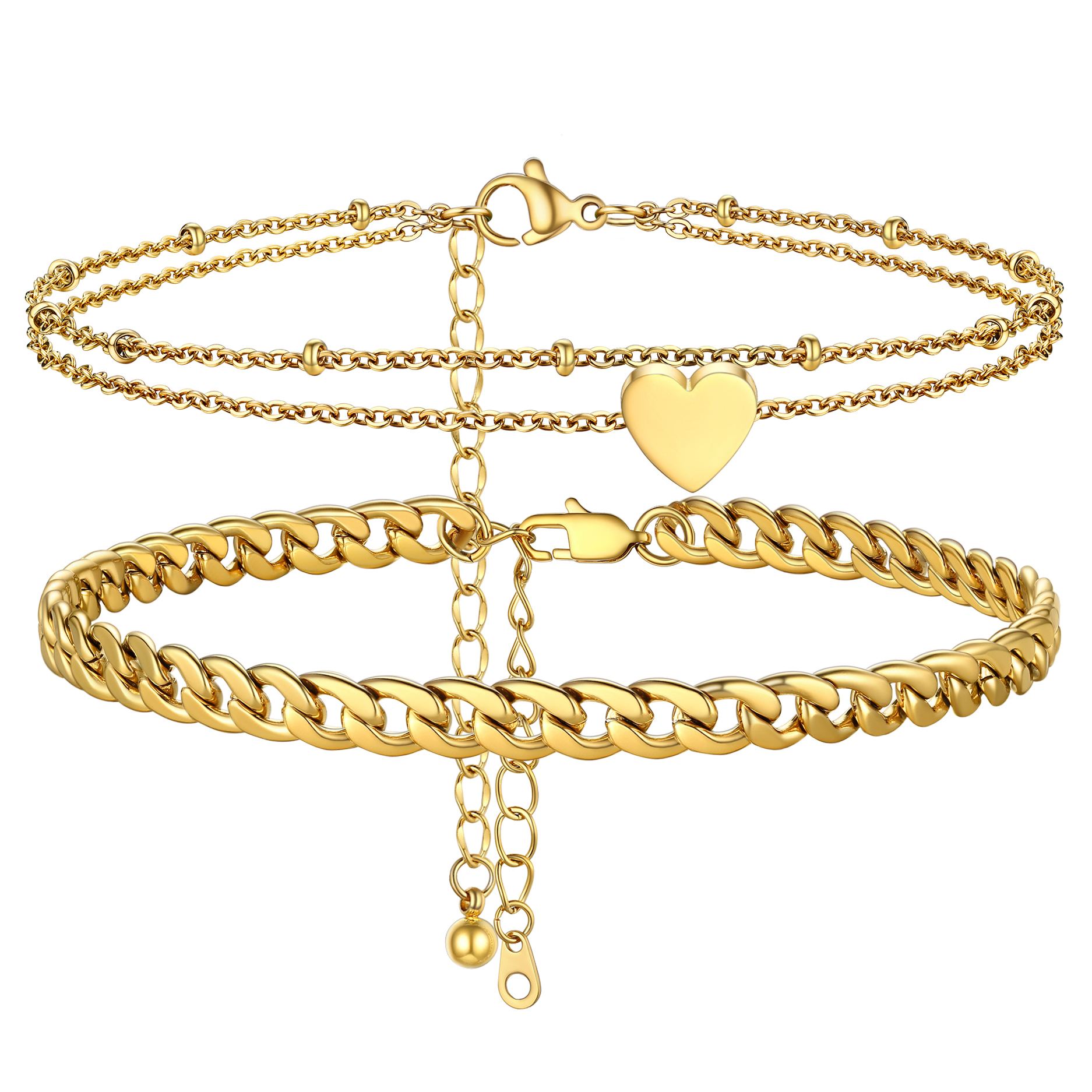 Cuban Link Gold Planted Anklets 