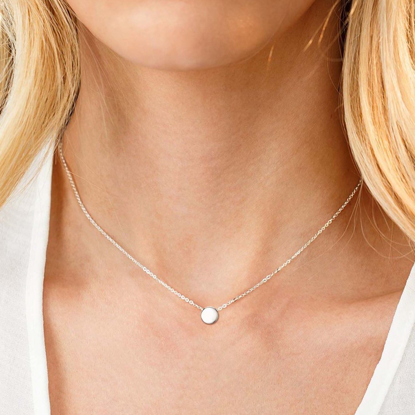 925 Silver Round Pendant Necklace