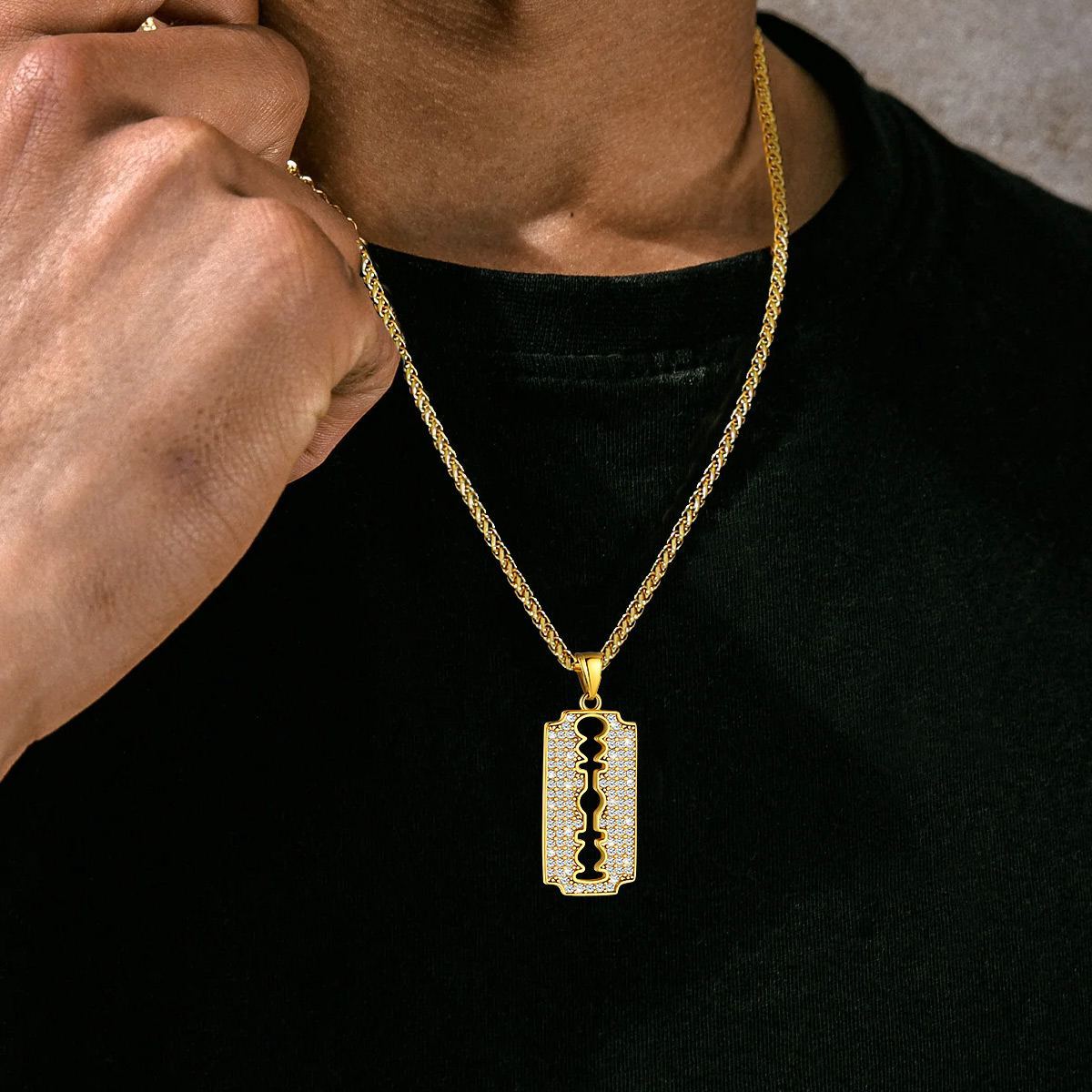 Gold Plated Razor Blade Necklace