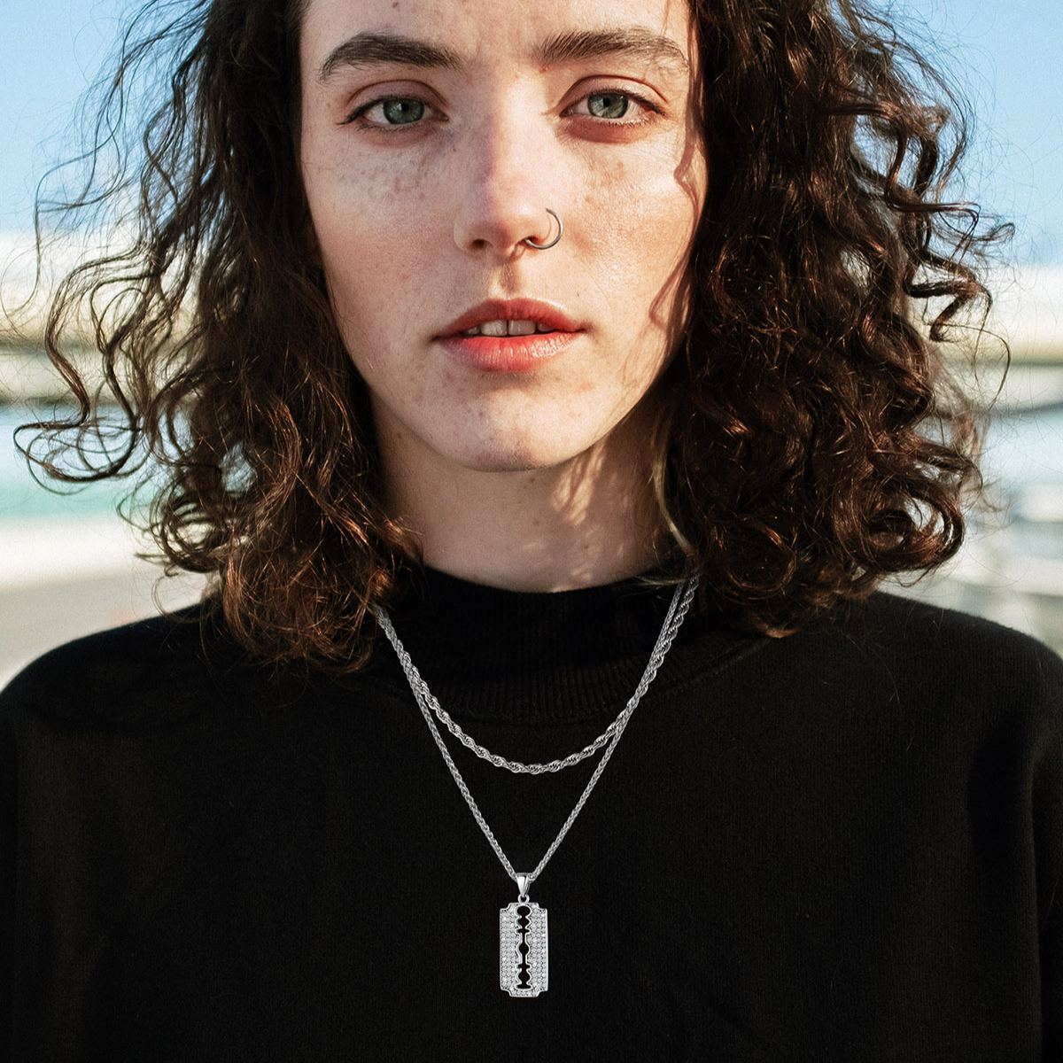 Gold Plated Razor Blade Necklace