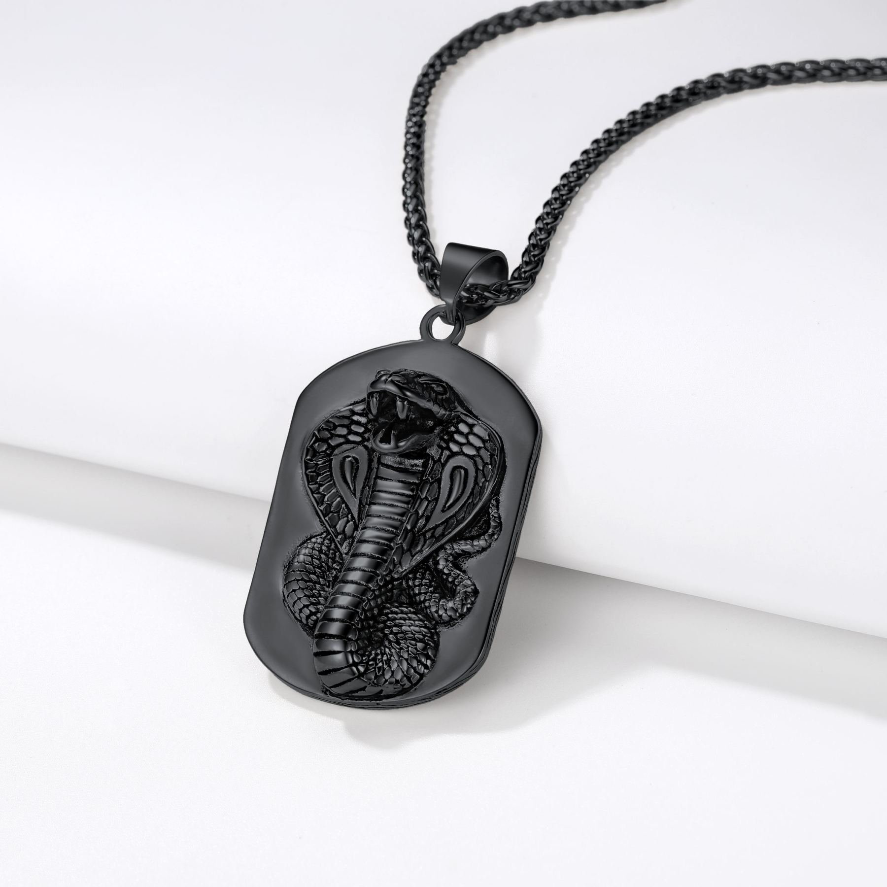 Snake Dog Tag Necklace for Men