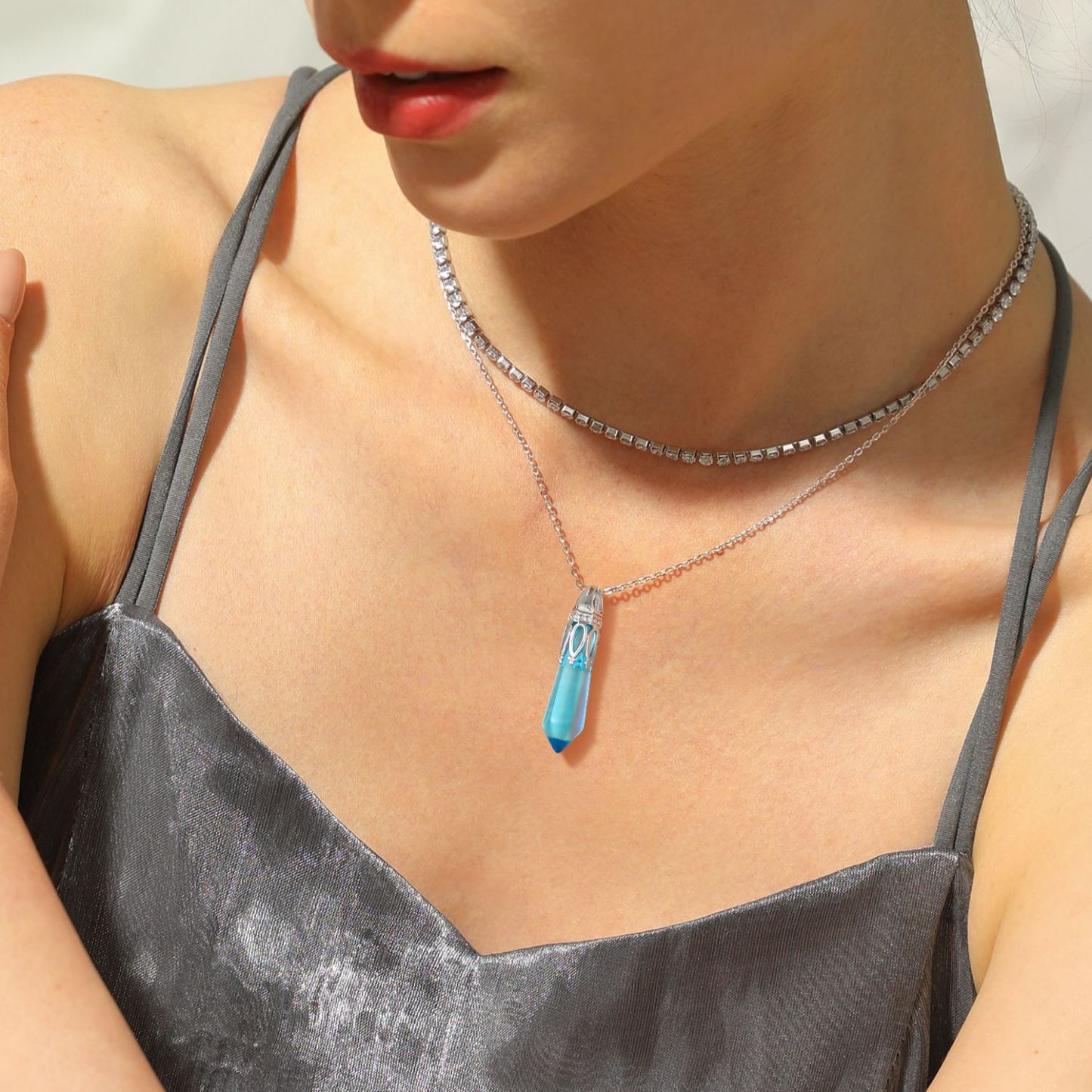 Aquamarine Cubic Zirconia Necklace
