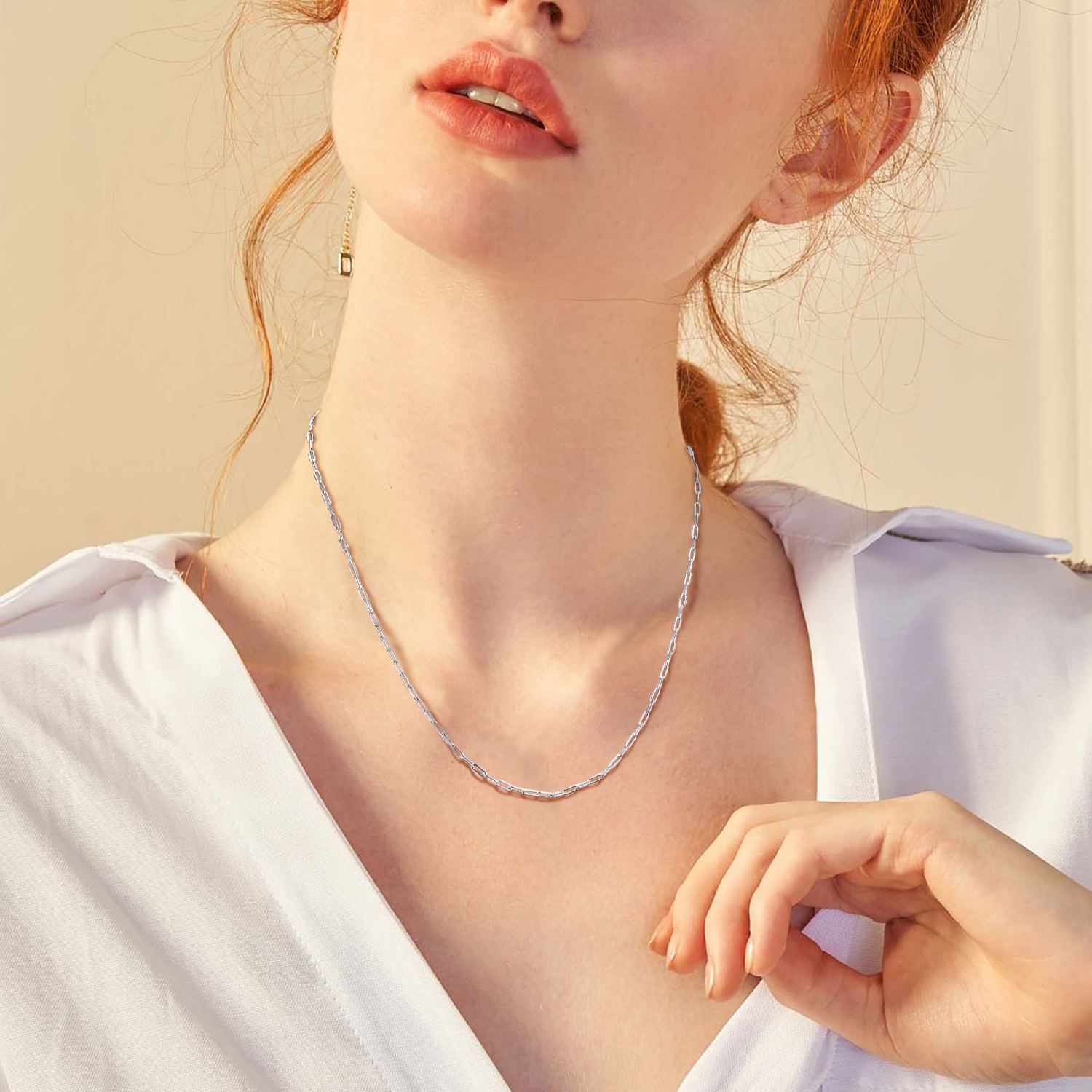 1.7mm Gold Paperclip Chain Necklace