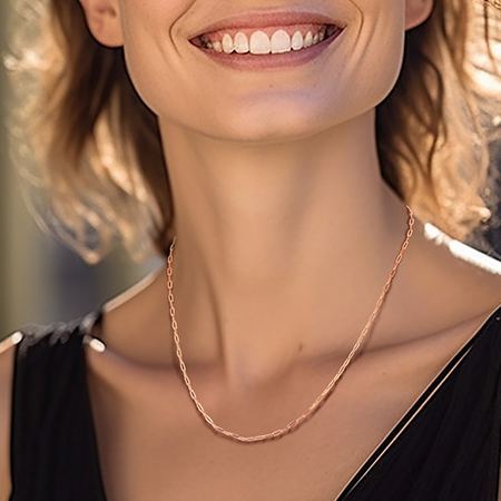 1.7mm Gold Paperclip Chain Necklace