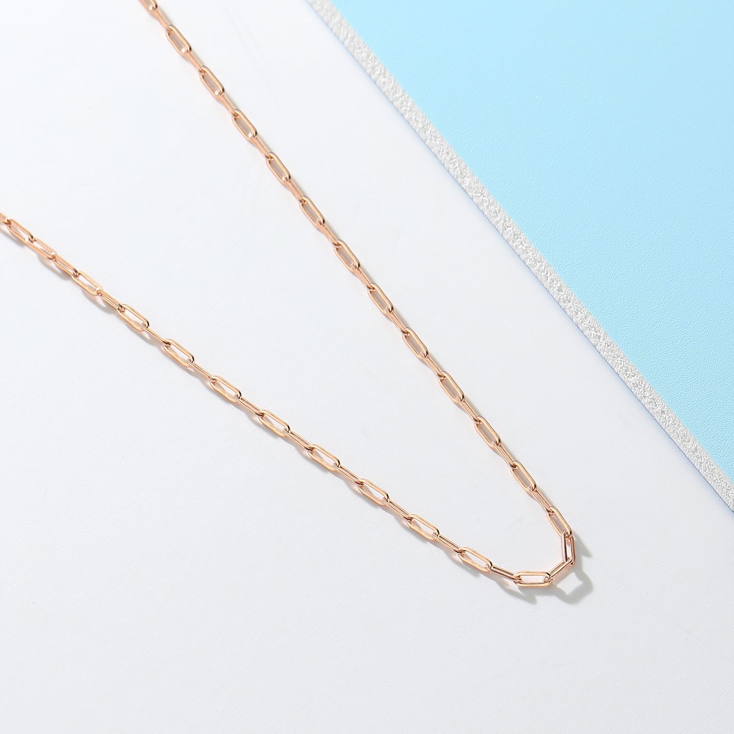 1.7mm Gold Paperclip Chain Necklace