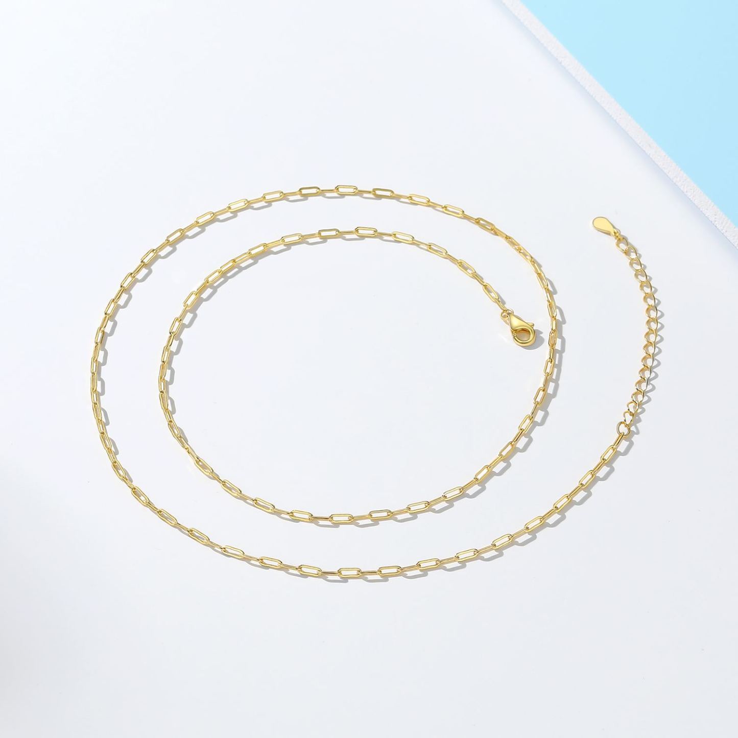 1.7mm Gold Paperclip Chain Necklace