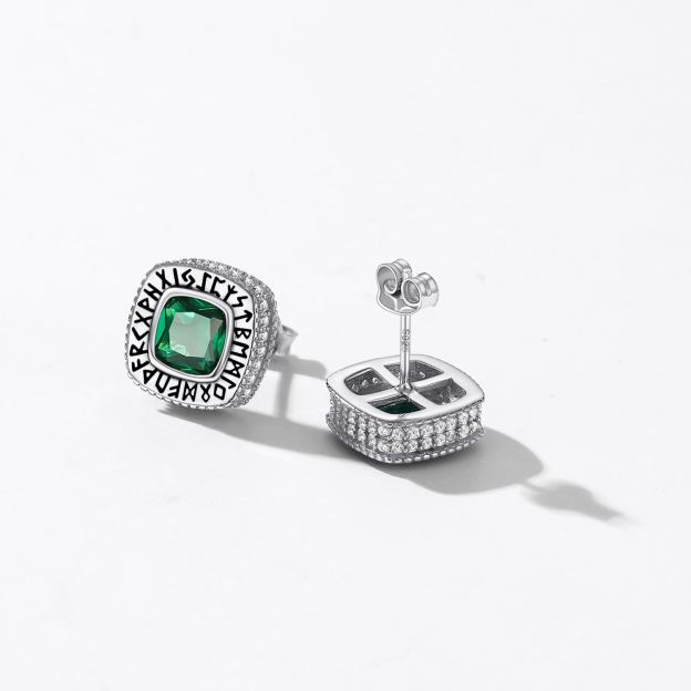 Emerald Green Stone Stud Earring