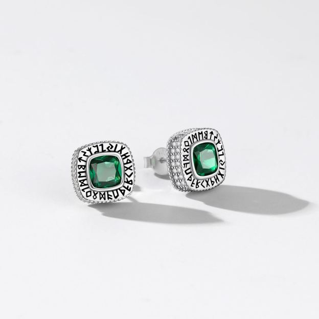 Emerald Green Stone Stud Earring