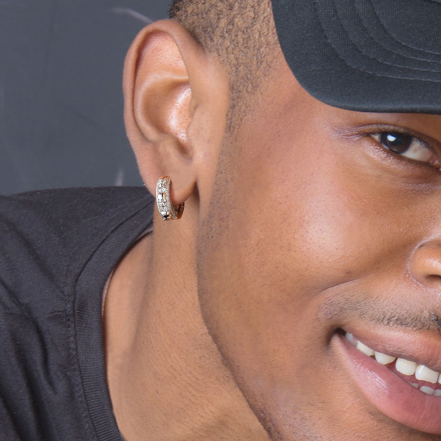 Mens Hoop & Skull Earrings