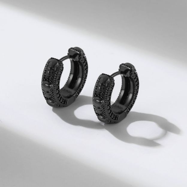Mens Hoop & Skull Earrings
