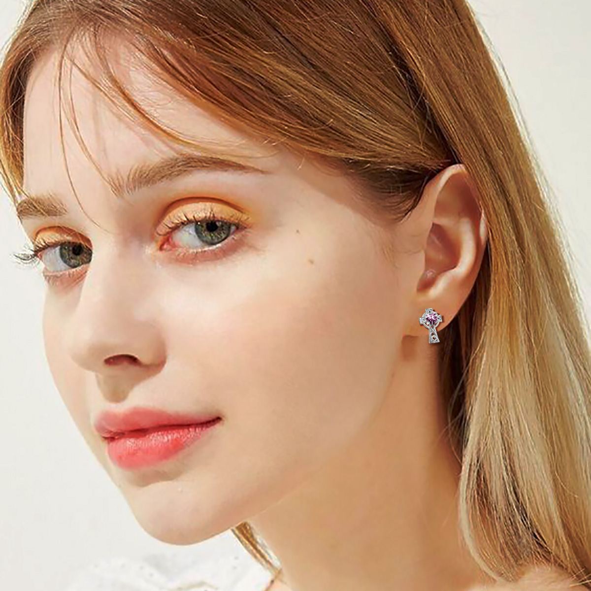 February Birthstone Silver Earrings