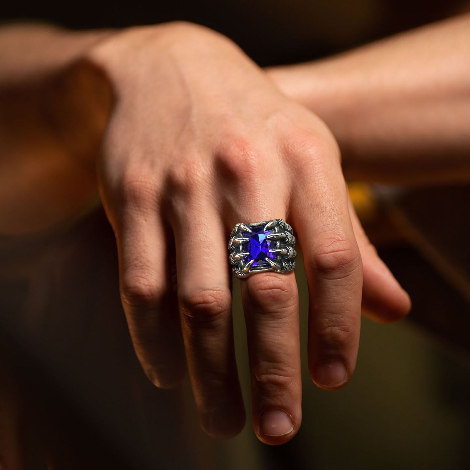 Gothic Biker Dragon Claw Ring