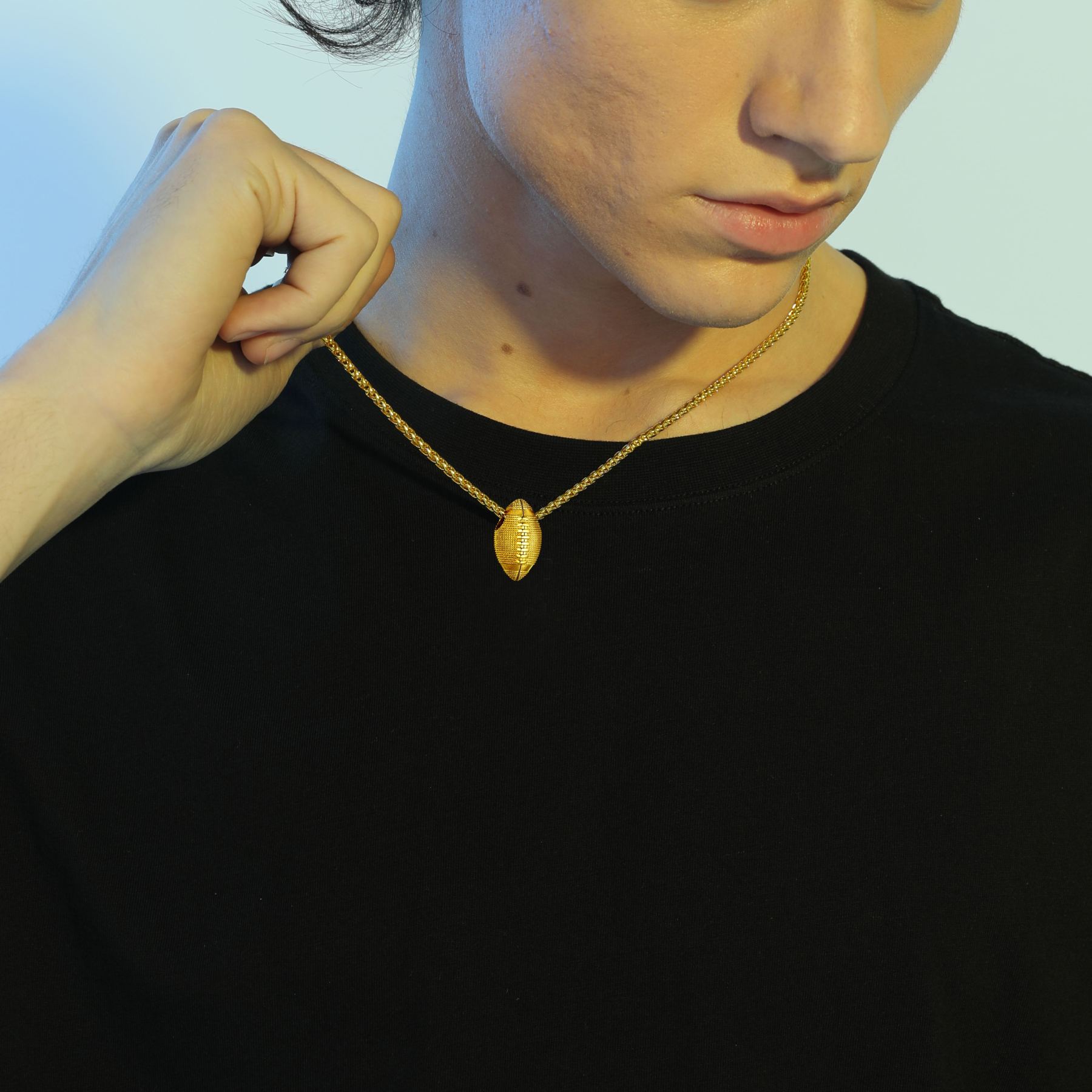 Football Gold Pendant Necklace