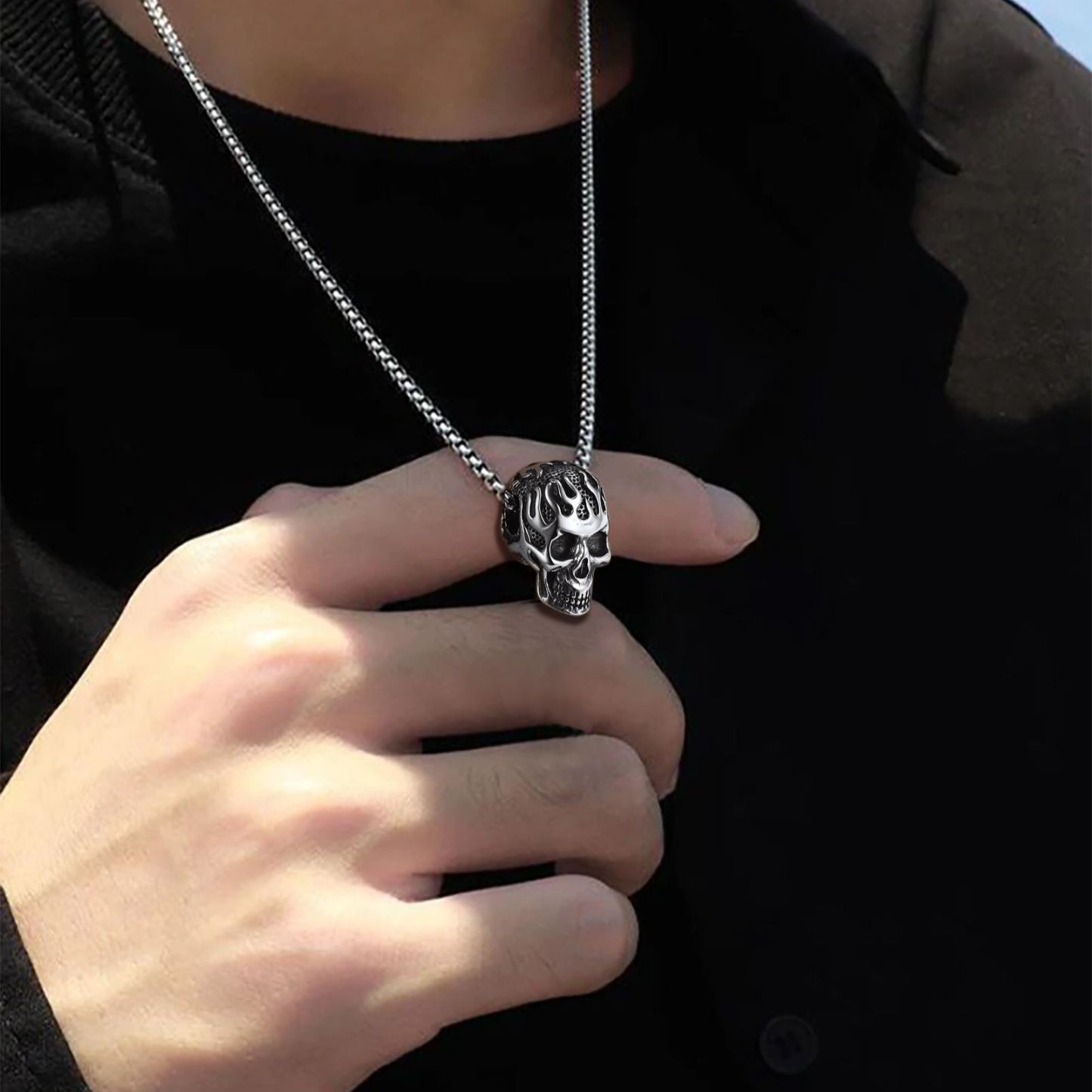 Black Skull Necklace for Men