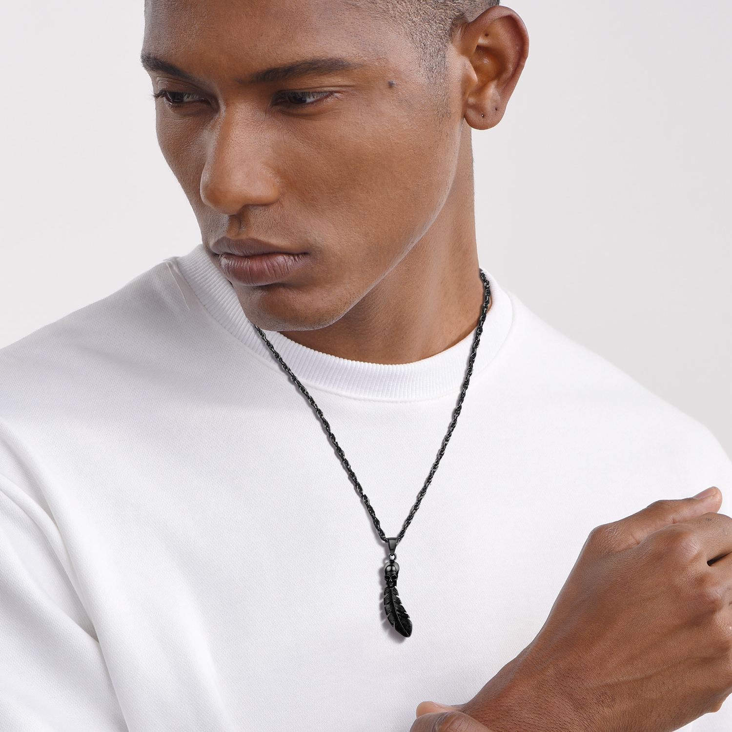 Skeleton Skull Feather Necklace