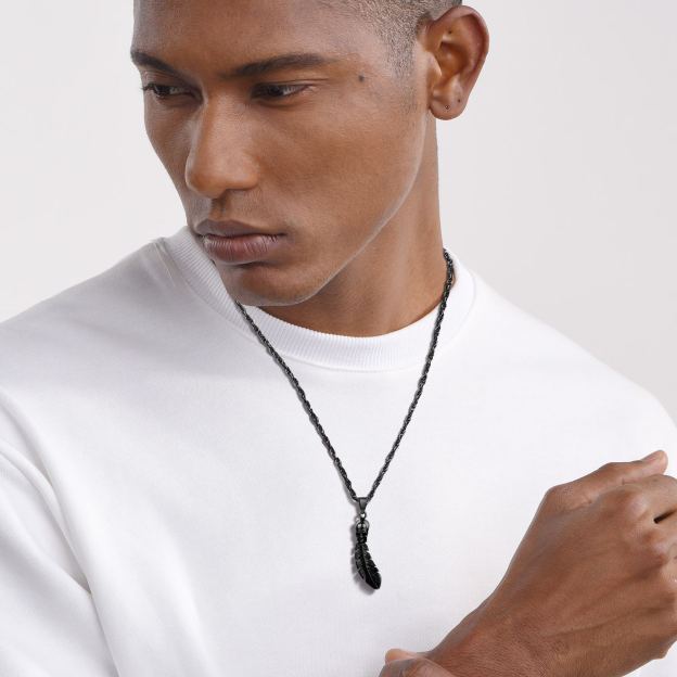 Skeleton Skull Feather Necklace