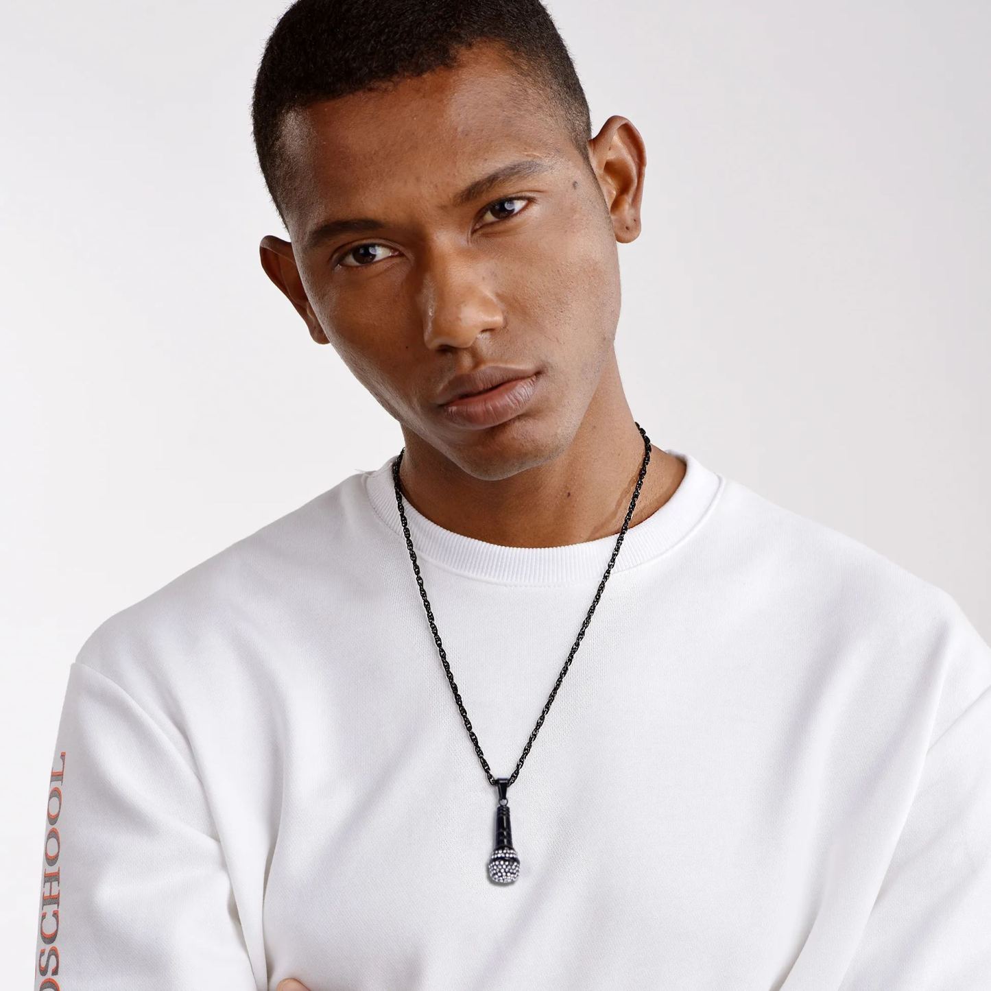 Steel Microphone Pendant Necklace