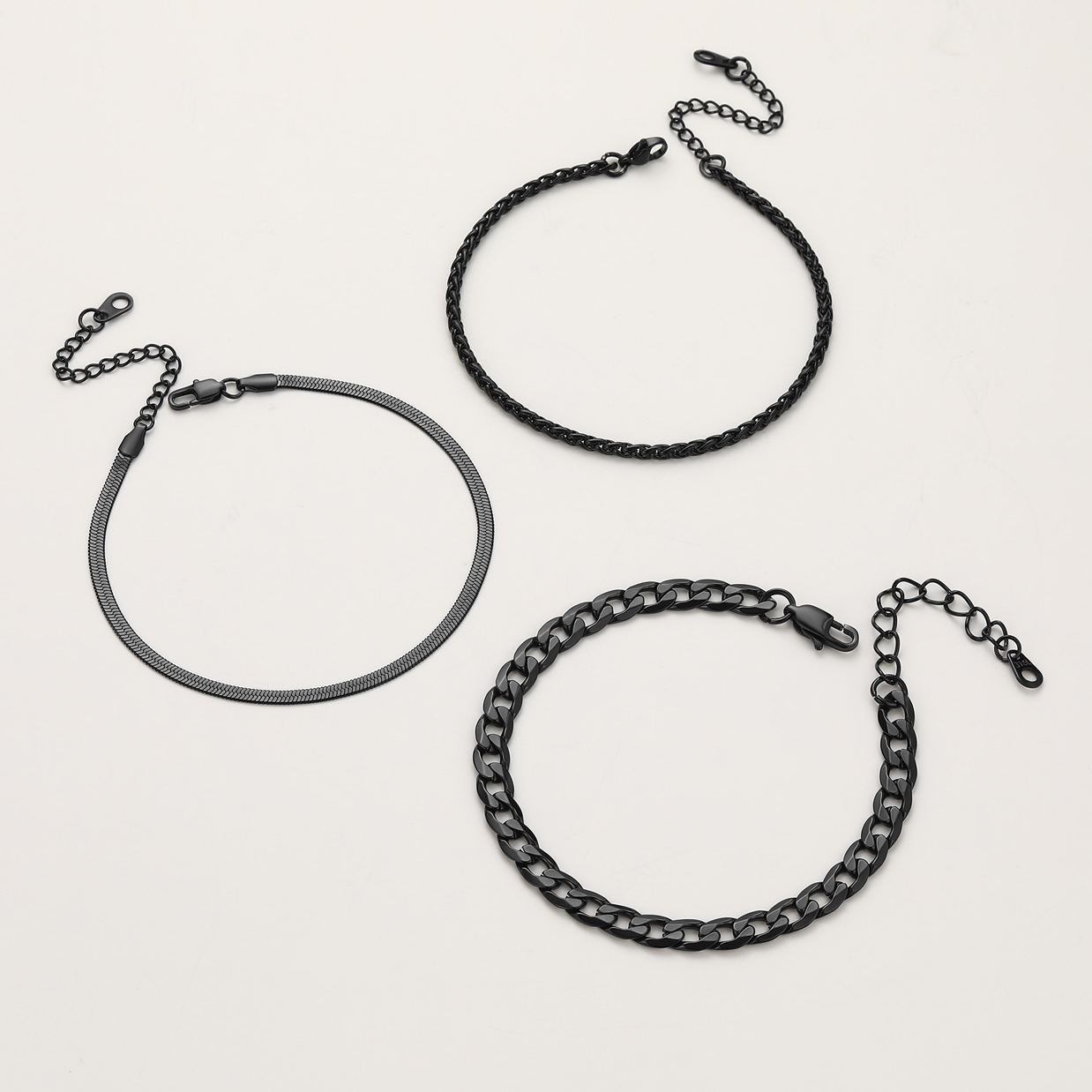 3PC Layered Snake Anklet Set