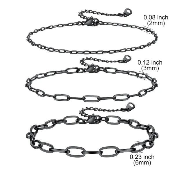 3PC Layered Paperclip Anklet