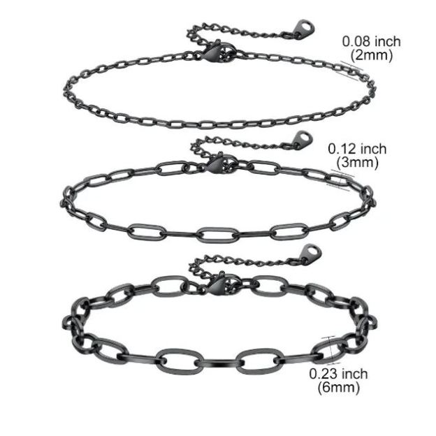 3PC Layered Paperclip Anklet