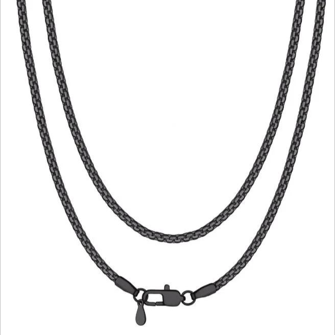 Stainless Steel 2MM Black 18" Flat Box Chain