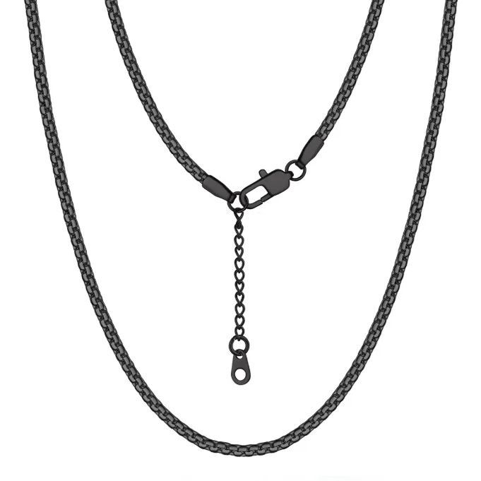 Stainless Steel 2MM Black 18" Flat Box Chain