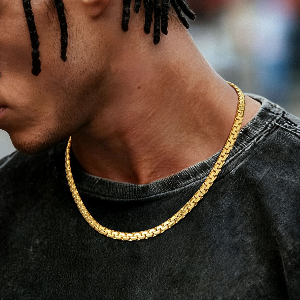 Stainless Steel 2MM Black 18" Flat Box Chain