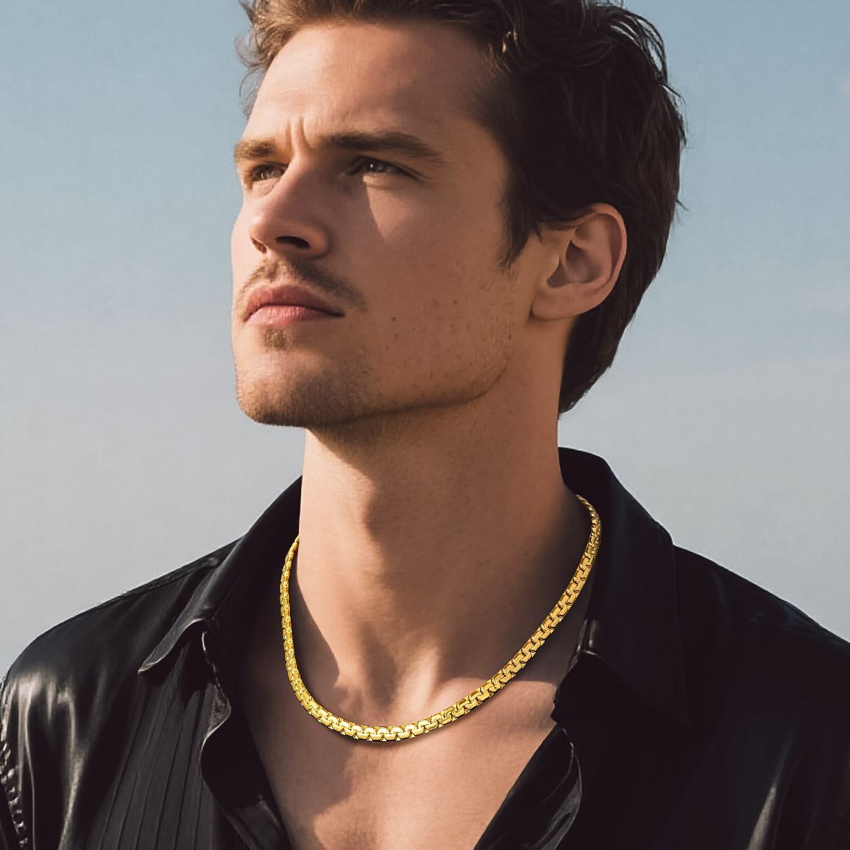 Stainless Steel 8MM Flat Square Chain Necklace