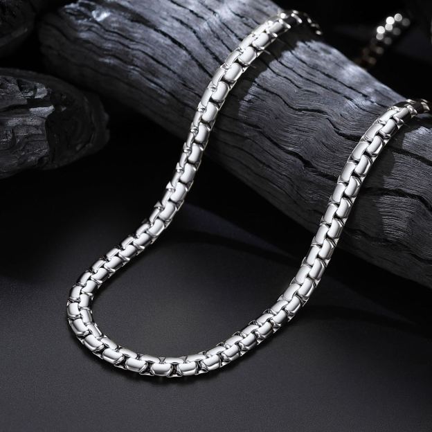 Stainless Steel 8MM Flat Square Chain Necklace