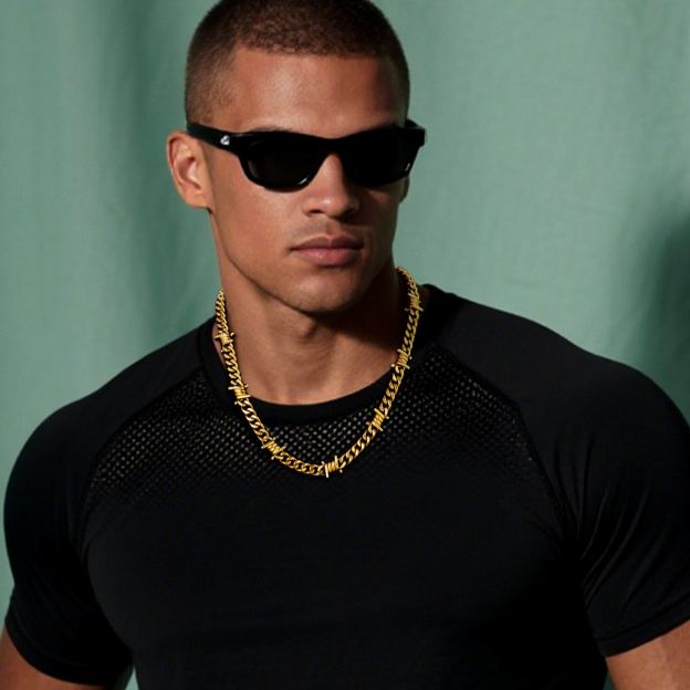 9mm Barbed Wire Cuban Chain for Men  - Punk Accessories