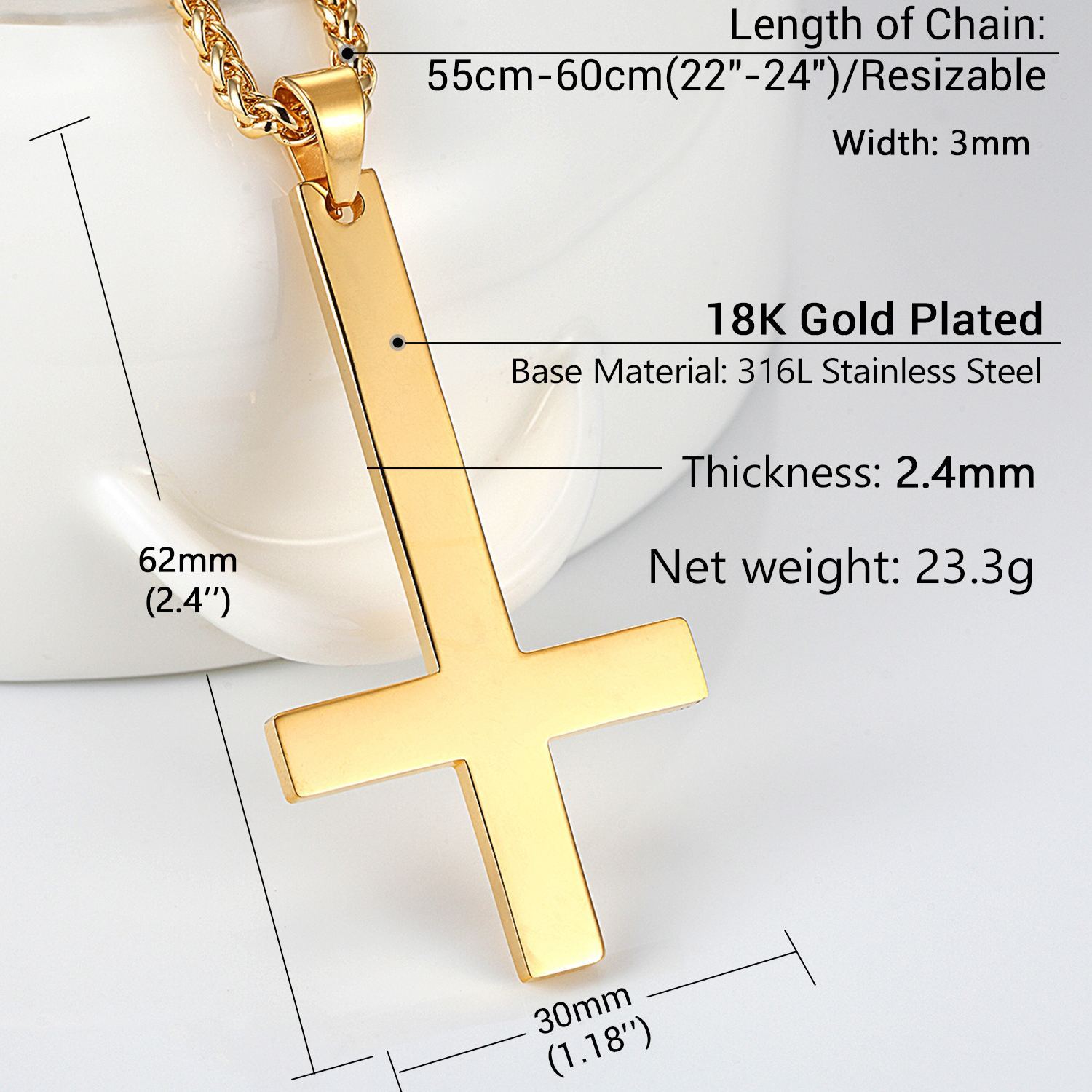 Black Inverted Cross Necklace