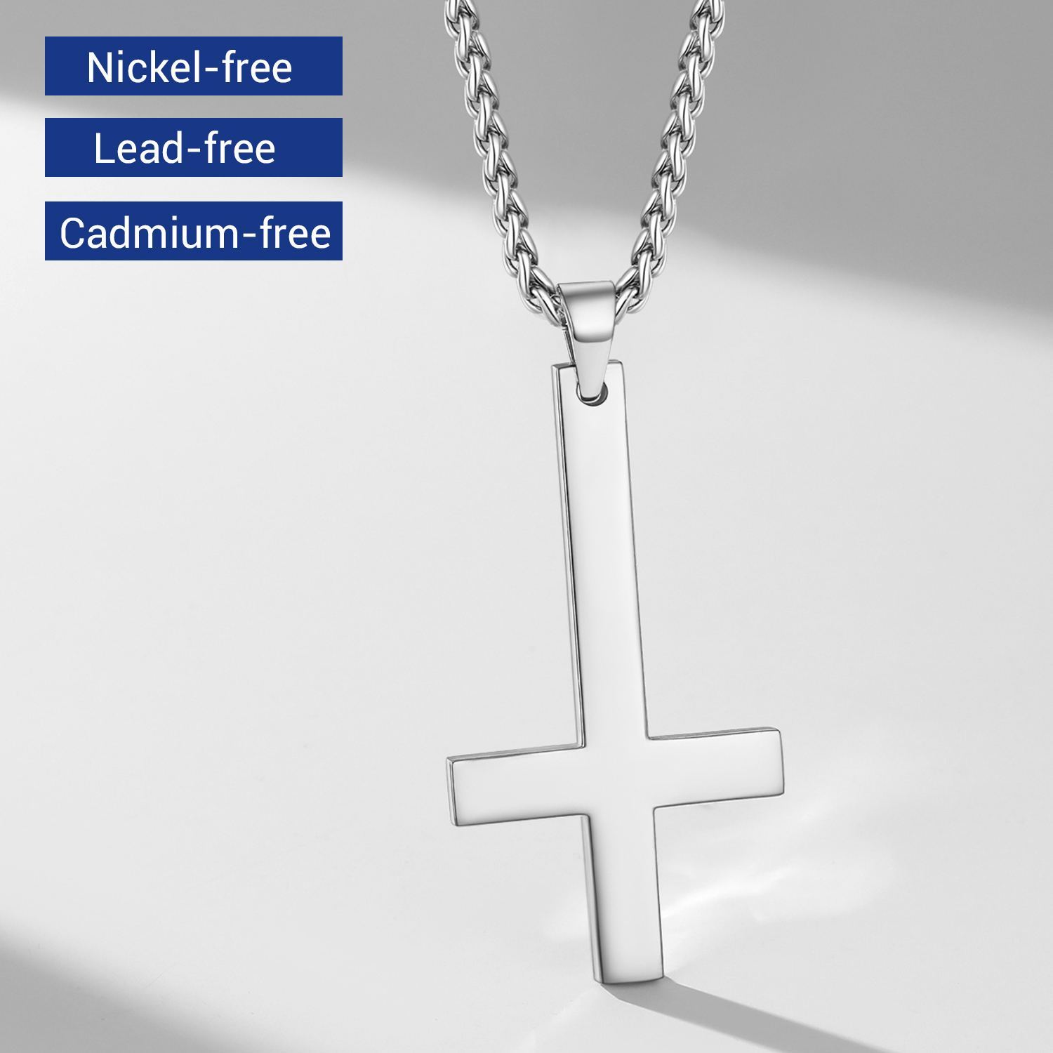Black Inverted Cross Necklace