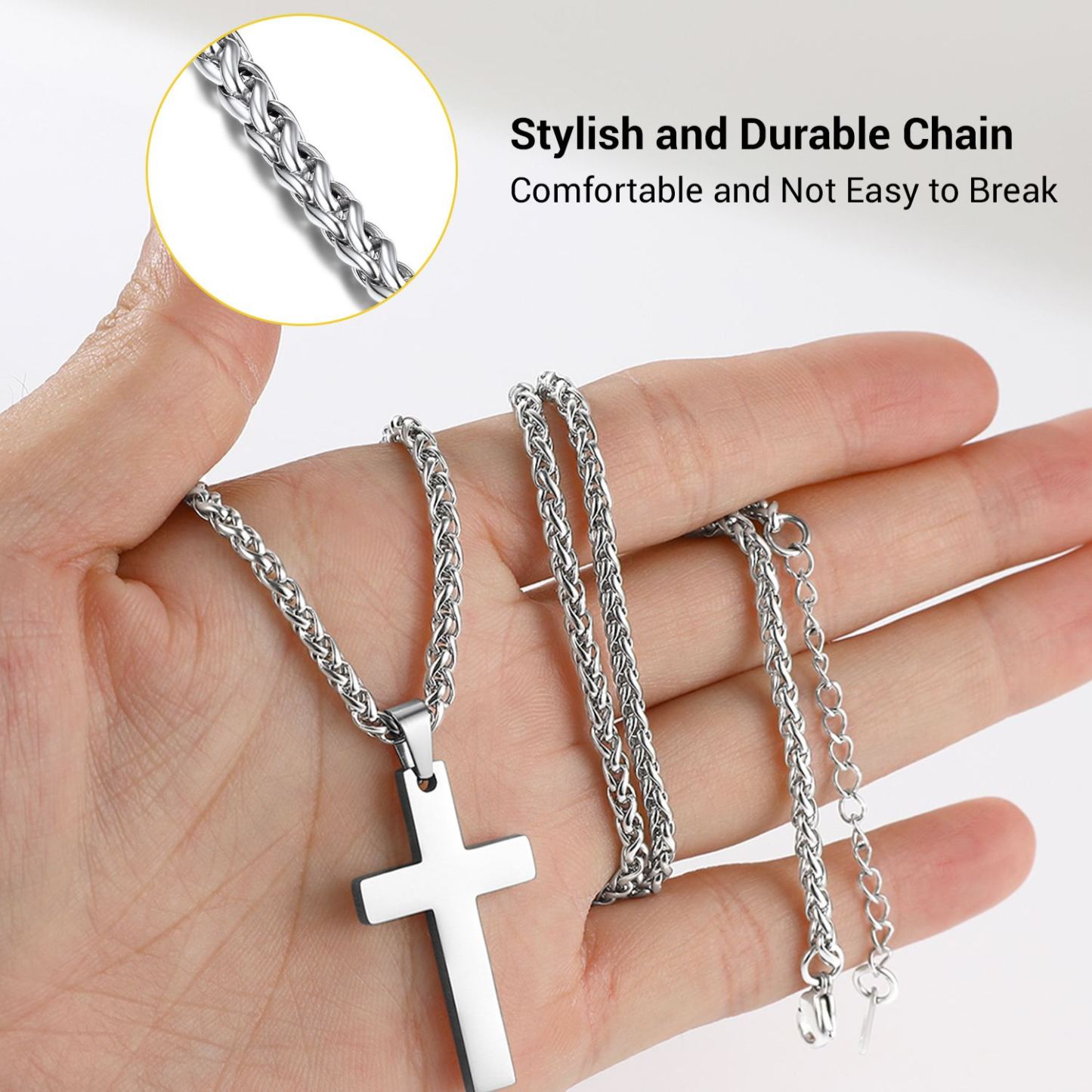 Stainless Steel Cross Pendant with Chain